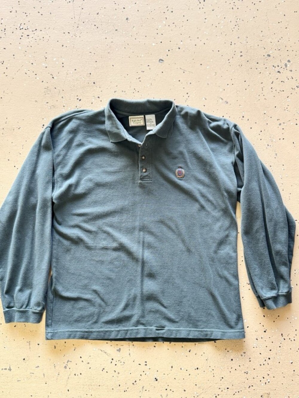 Bugle Boy Vintage 90s Long Sleeve Polo Shirt Blue